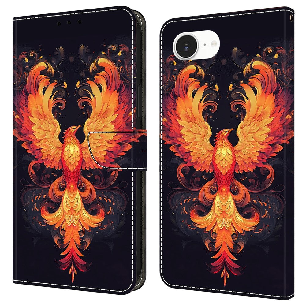 For iPhone 17e / 16e Case Wallet Stand Pattern Printing PU Leather Flip Phone Cover