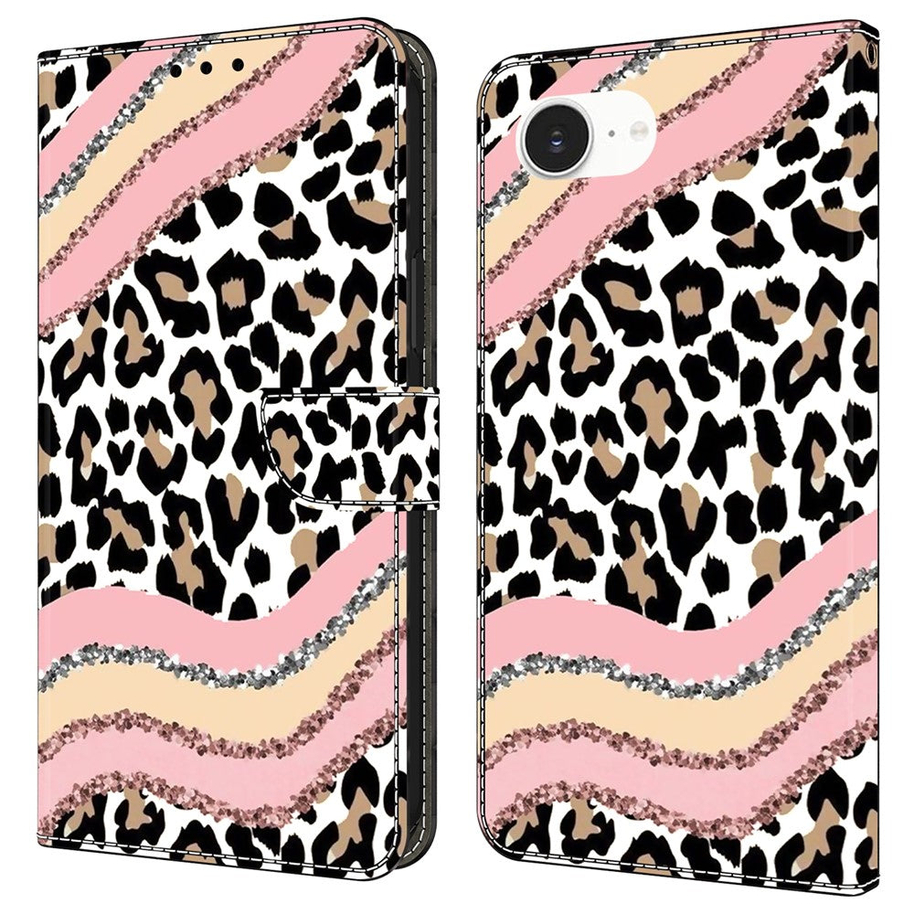 For iPhone 17e / 16e Case Wallet Stand Pattern Printing PU Leather Flip Phone Cover
