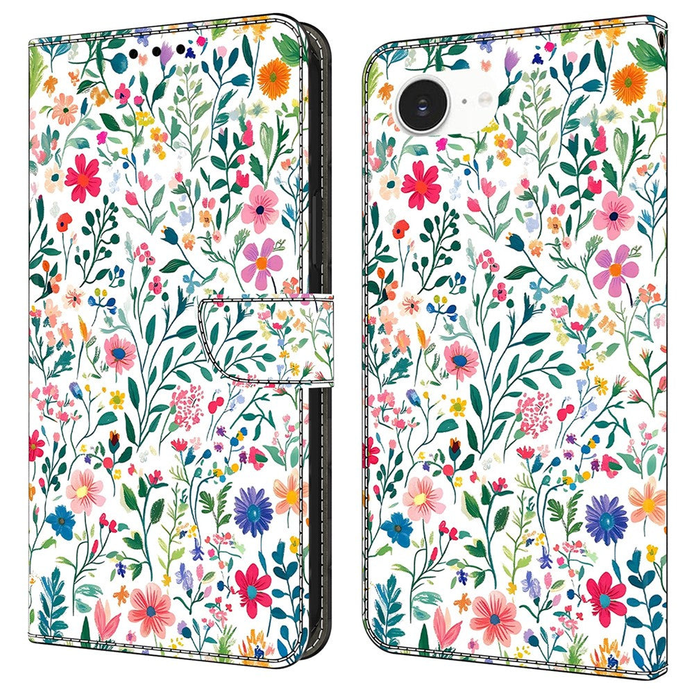 For iPhone 17e / 16e Case Wallet Stand Pattern Printing PU Leather Flip Phone Cover