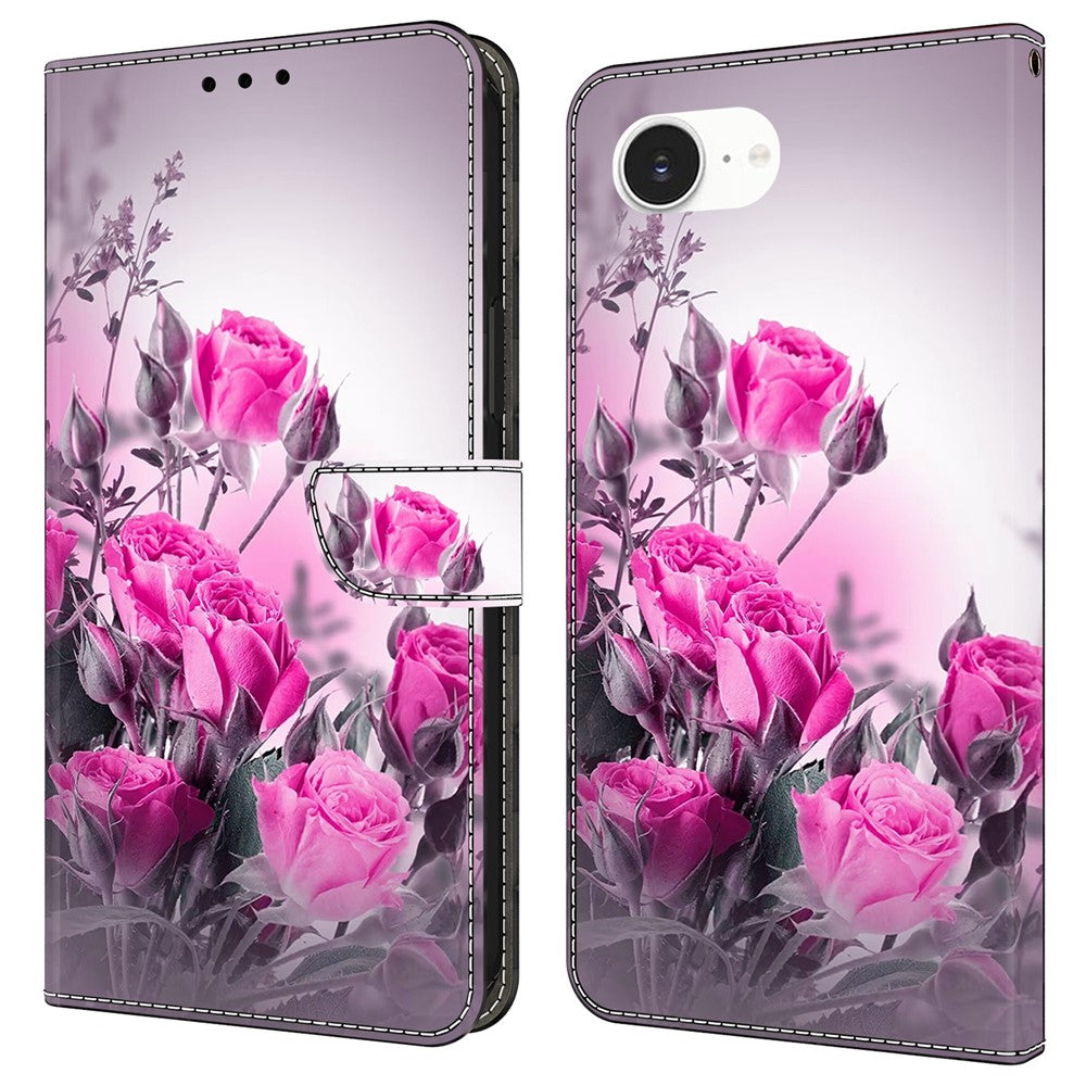 For iPhone 17e / 16e Case Wallet Stand Pattern Printing PU Leather Flip Phone Cover