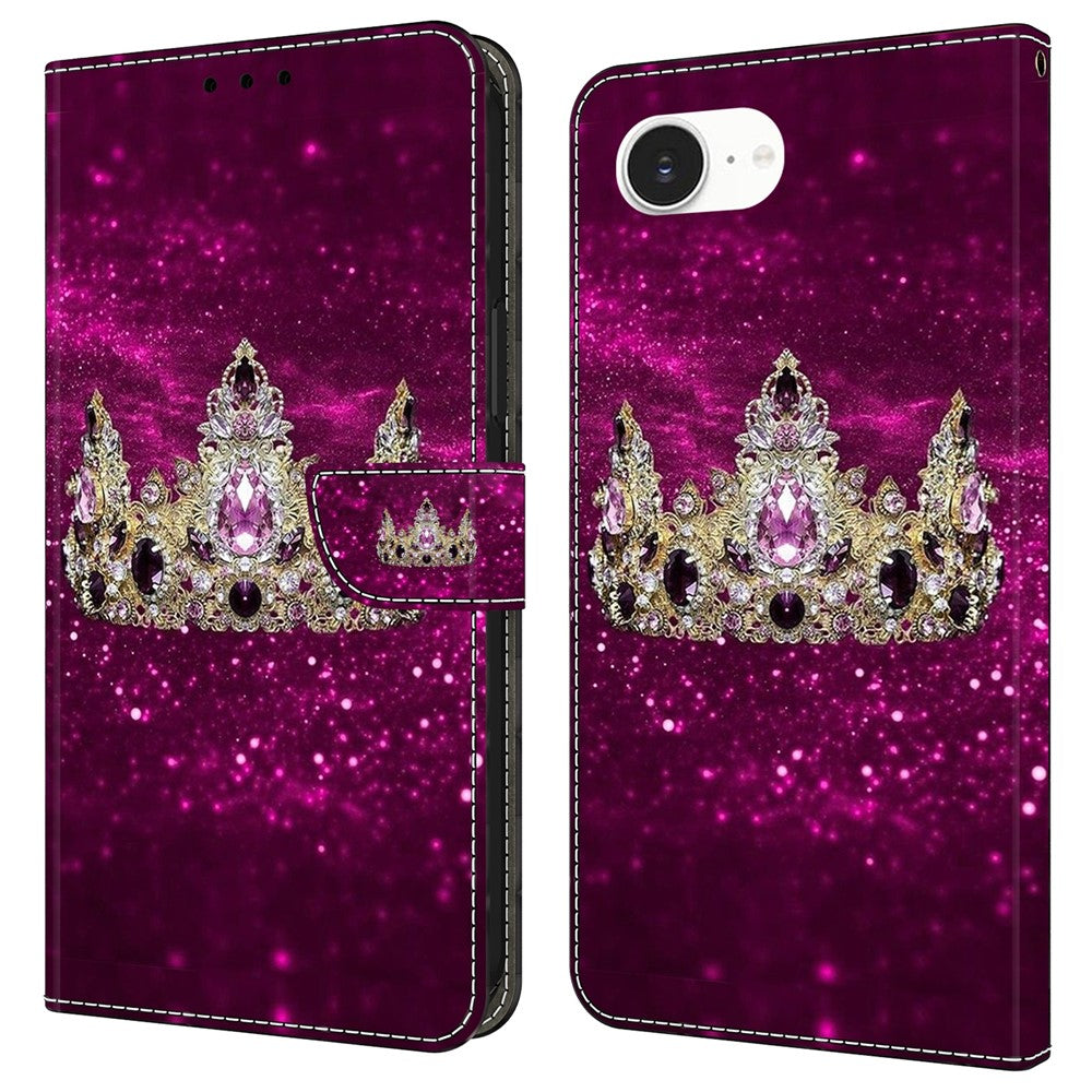 For iPhone 17e / 16e Case Wallet Stand Pattern Printing PU Leather Flip Phone Cover