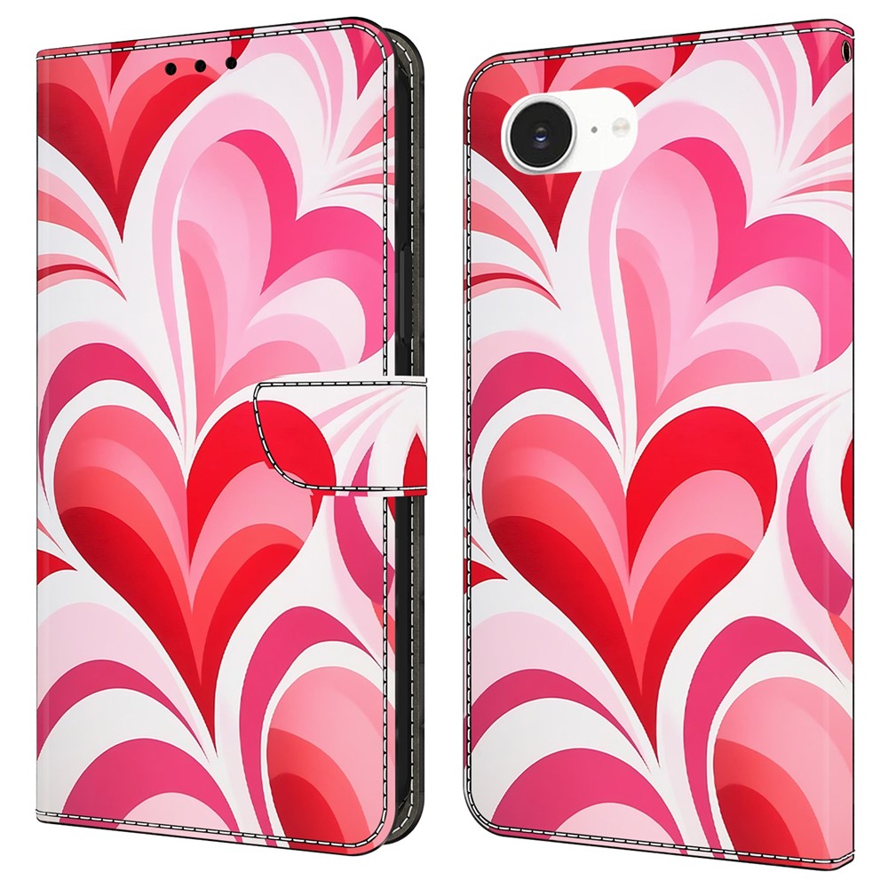 For iPhone 17e / 16e Case Wallet Stand Pattern Printing PU Leather Flip Phone Cover