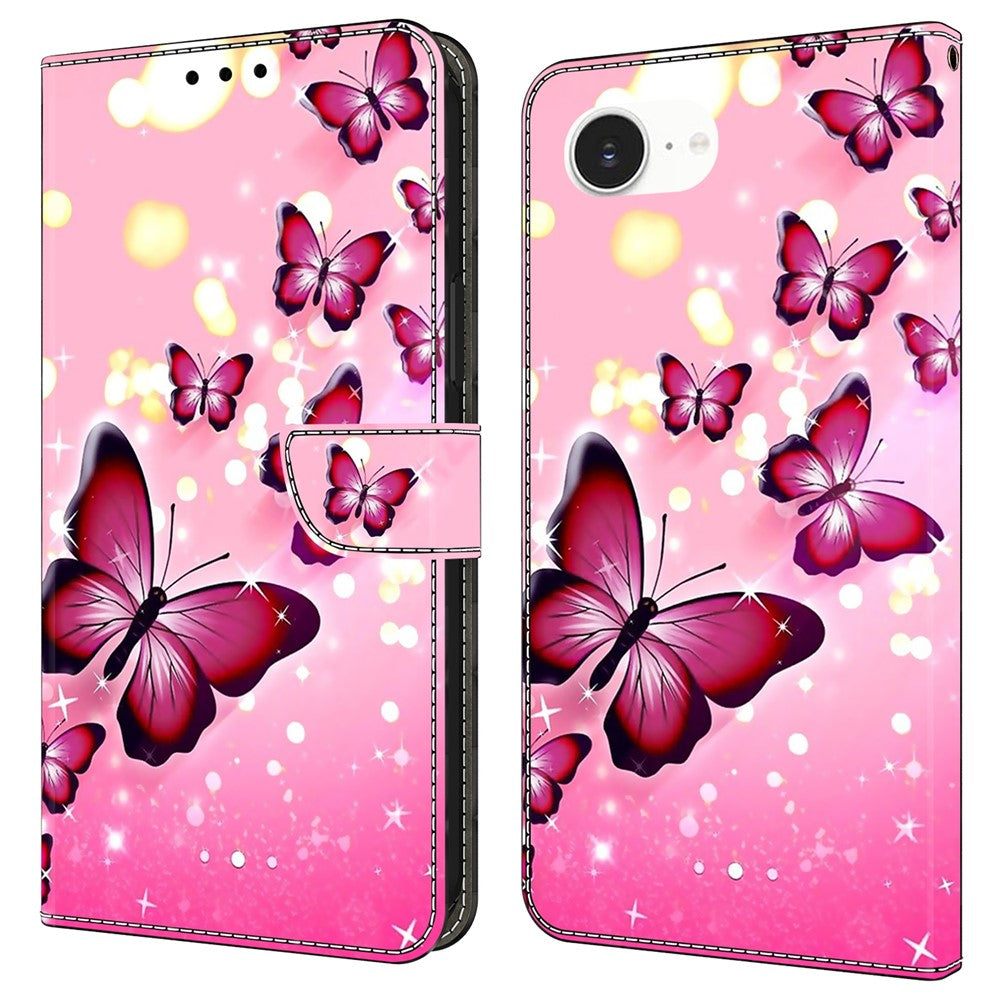 For iPhone 17e / 16e Case Wallet Stand Pattern Printing PU Leather Flip Phone Cover