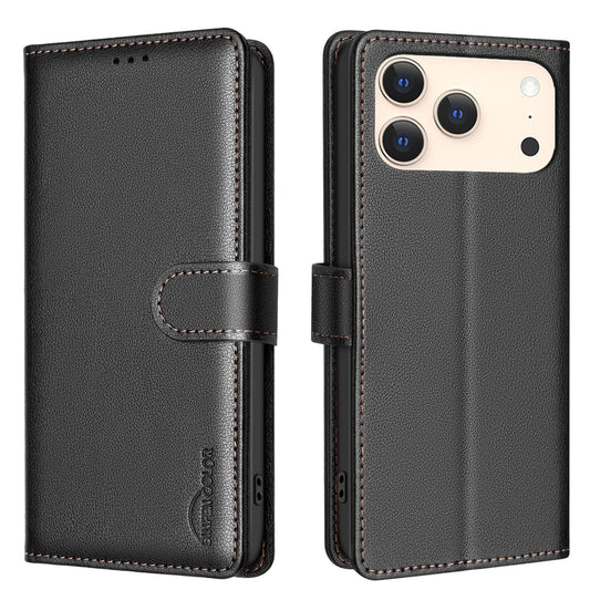 BINFEN COLOR For iPhone 18 Pro Max / 17 Pro Max Leather Case  BF32 Wallet RFID Blocking Phone Cover