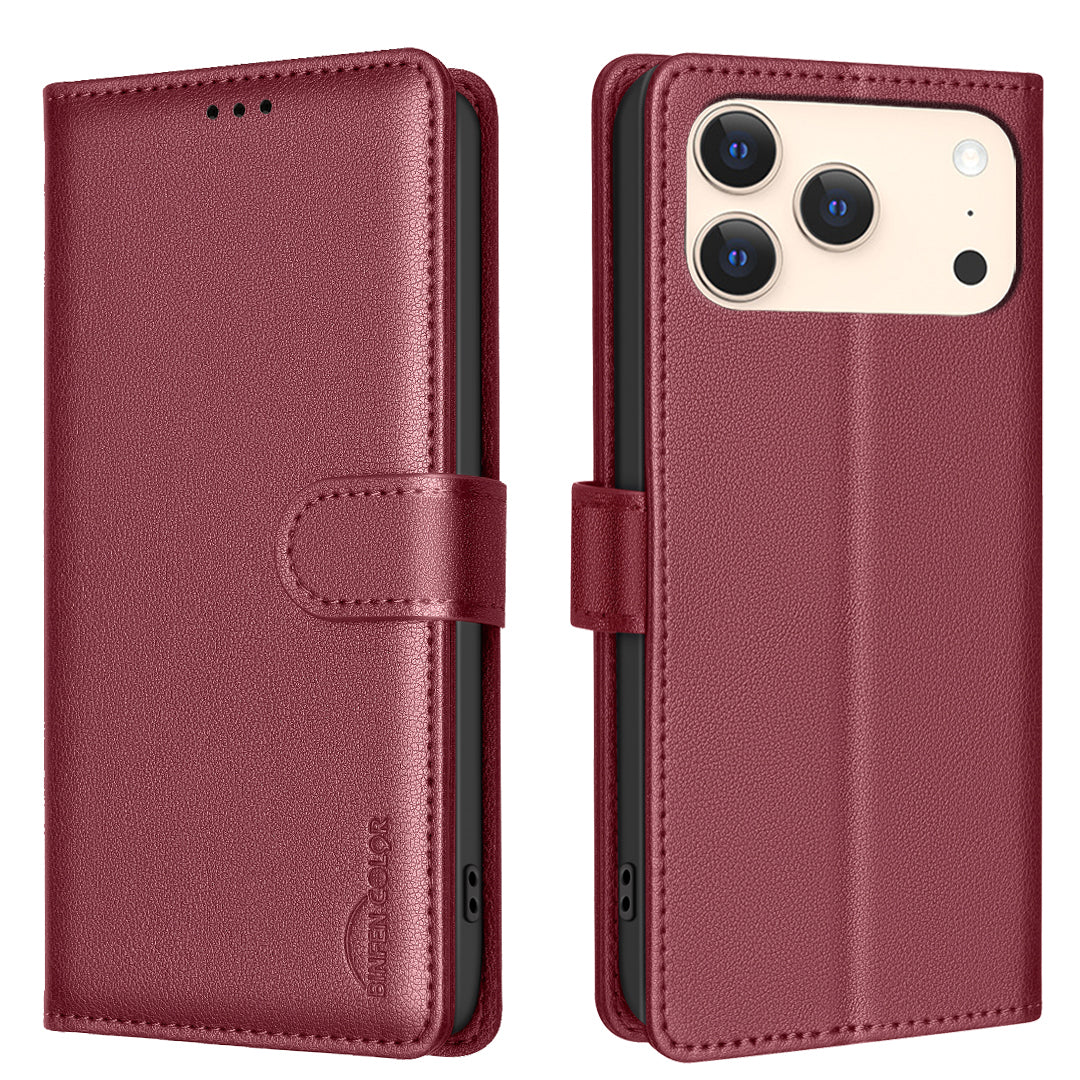 BINFEN COLOR For iPhone 18 Pro Max / 17 Pro Max Leather Case  BF32 Wallet RFID Blocking Phone Cover