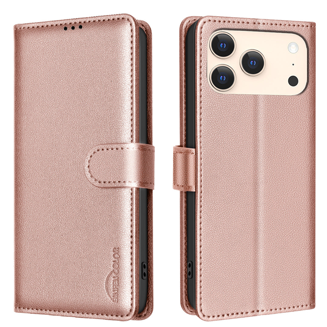 BINFEN COLOR For iPhone 18 Pro Max / 17 Pro Max Leather Case  BF32 Wallet RFID Blocking Phone Cover