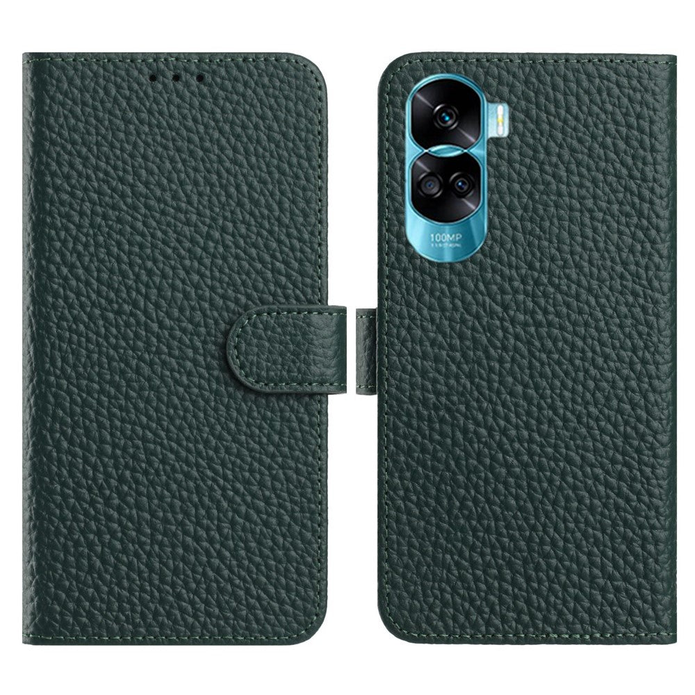 For Honor 90 Lite 5G Case Wallet Stand Litchi Texture Genuine Cow Leather Flip Phone Cover