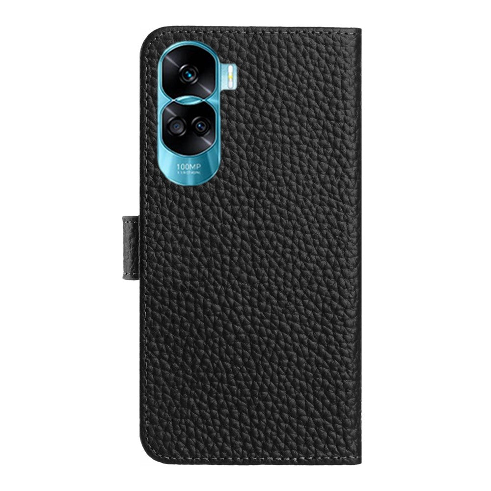 For Honor 90 Lite 5G Case Wallet Stand Litchi Texture Genuine Cow Leather Flip Phone Cover