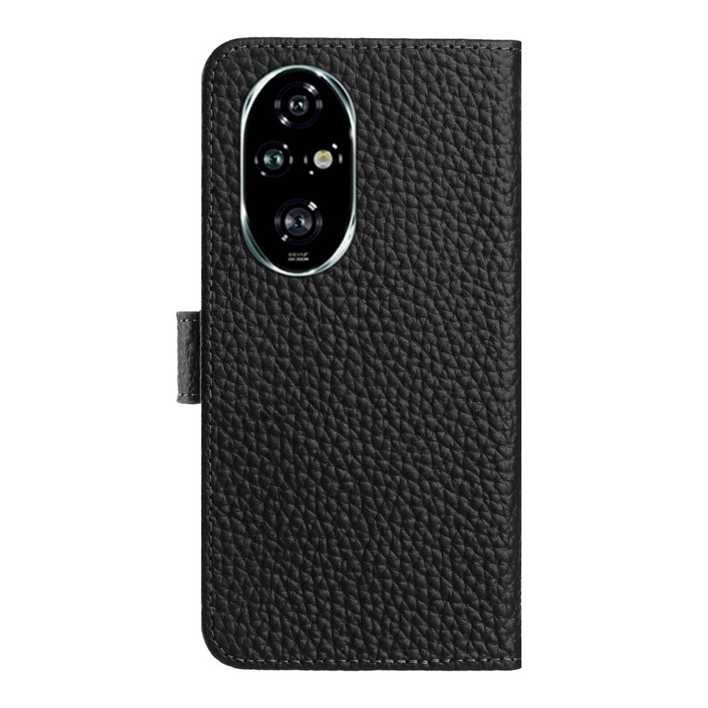 For Honor 200 Pro 5G Case Wallet Stand Litchi Texture Genuine Cow Leather Flip Phone Cover