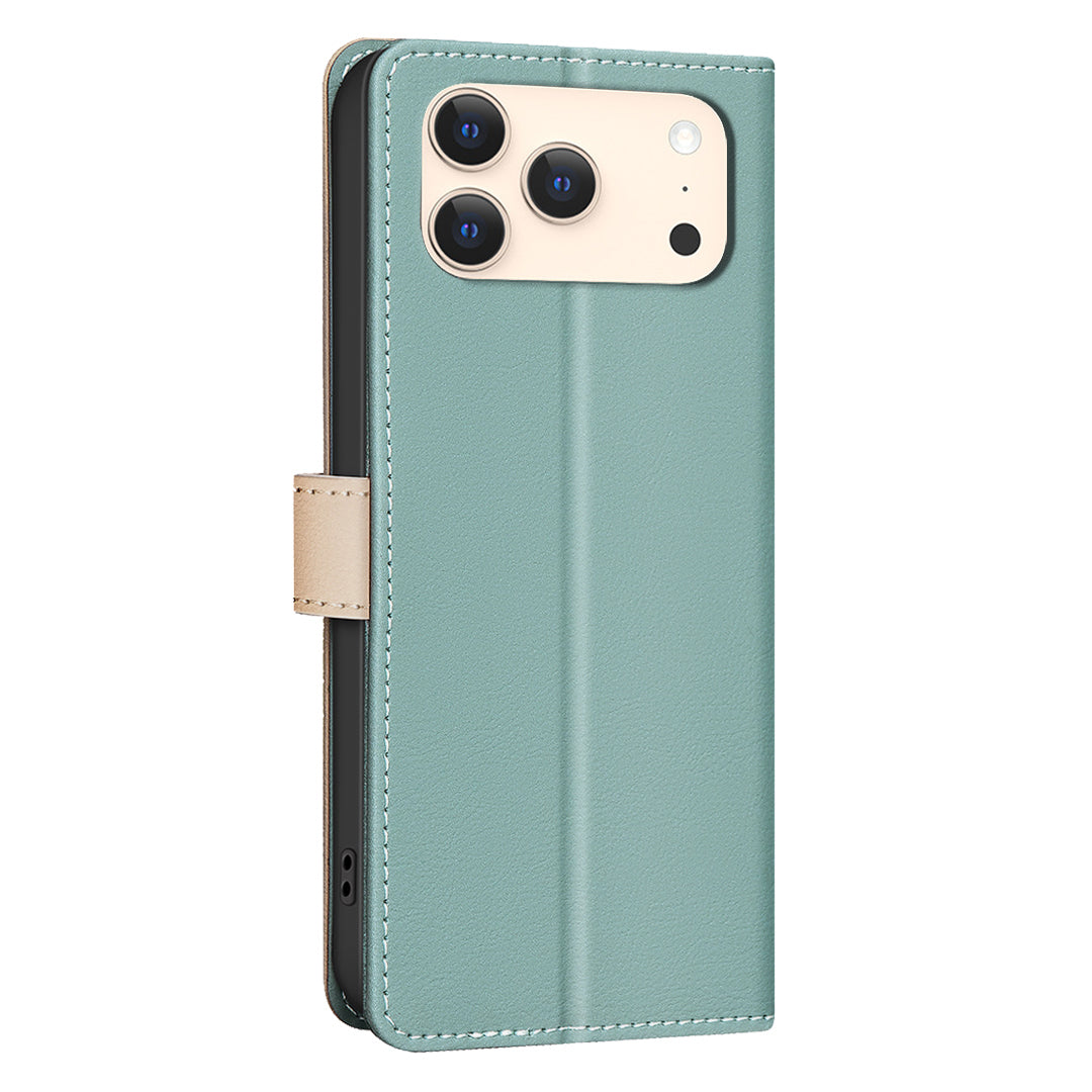 BINFEN COLOR For iPhone 18 Pro Max / 17 Pro Max Leather Case  Splicing Color RFID Blocking Wallet Stand Phone Cover