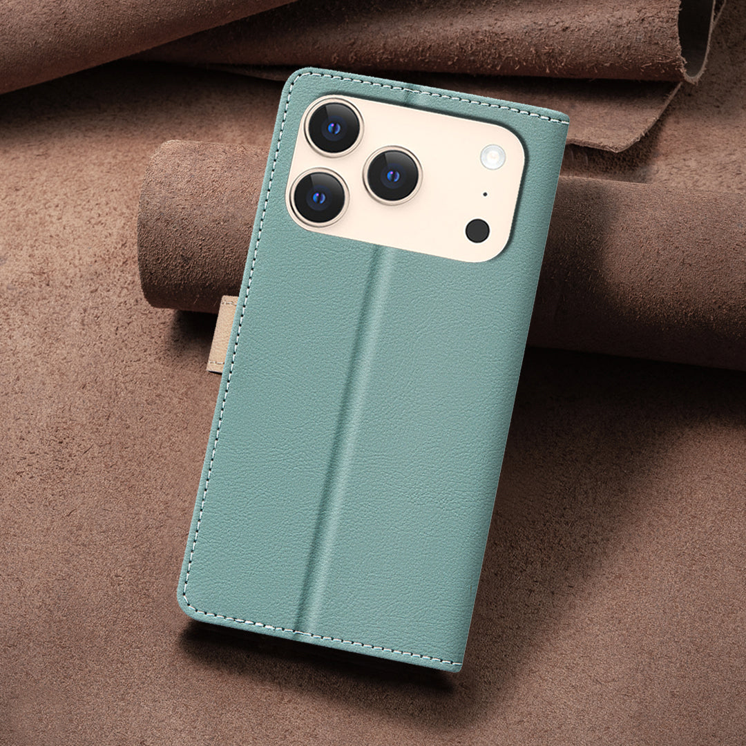 BINFEN COLOR For iPhone 18 Pro Max / 17 Pro Max Leather Case  Splicing Color RFID Blocking Wallet Stand Phone Cover