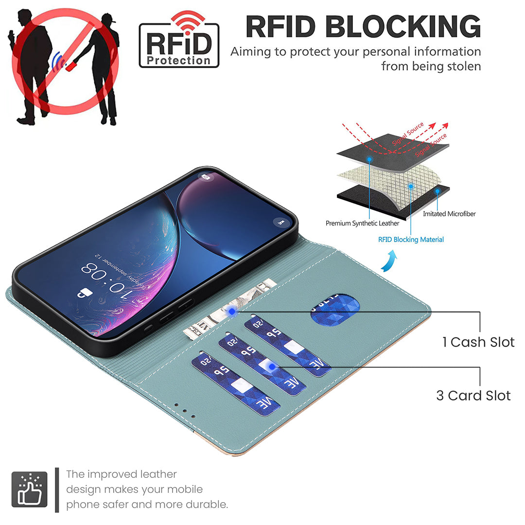 BINFEN COLOR For iPhone 18 Pro / 17 Pro Leather Case  Splicing Color RFID Blocking Wallet Stand Phone Cover