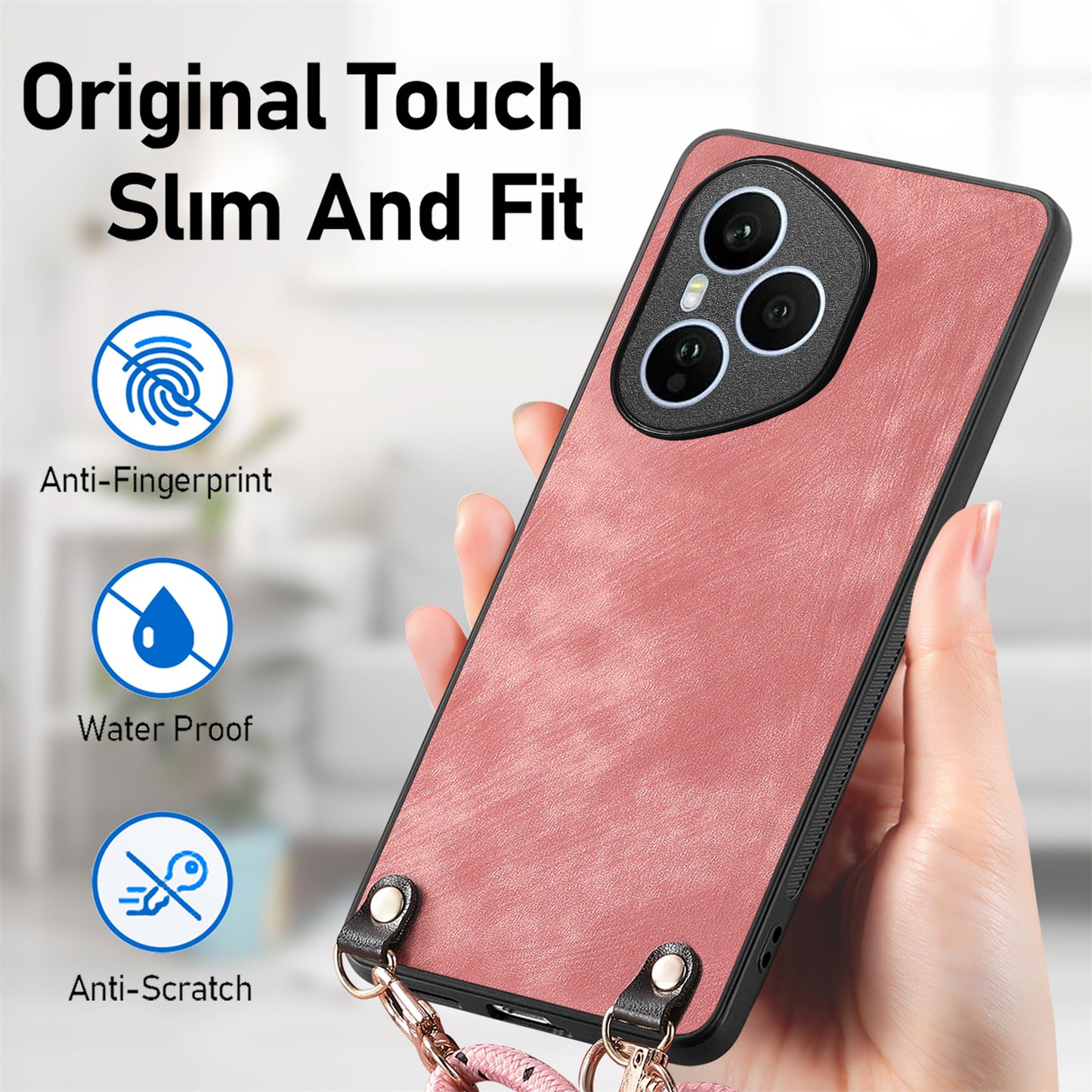 For Honor 400 Pro 5G (Global) Retro Leather Phone Back Cover with Adjustable Strap