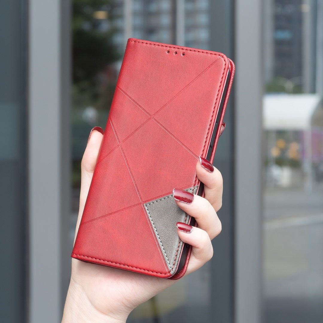 For iPhone 18 Pro Max / 17 Pro Max Case Card Slots Geometry Imprint Leather Phone Cover