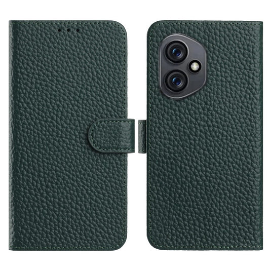 Honor 400 5G (Global) Wallet-Handyhülle – Standfunktion Litchi Textur Echtes Rindsleder Flip