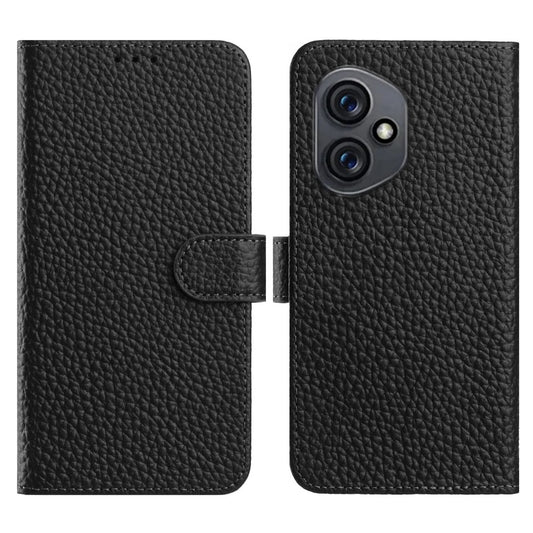 Honor 400 5G (Global) Wallet-Handyhülle – Standfunktion Litchi Textur Echtes Rindsleder Flip