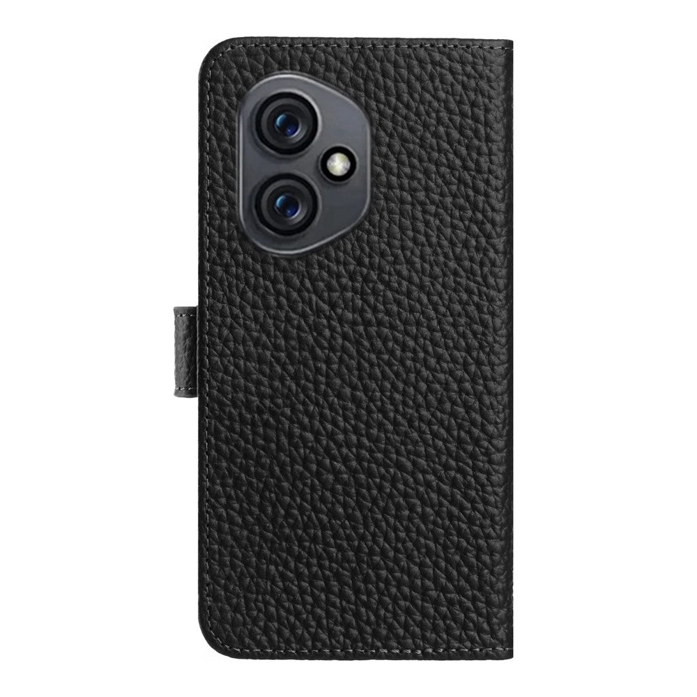For Honor 400 5G (Global) Case Wallet Stand Litchi Texture Genuine Cow Leather Flip Phone Cover