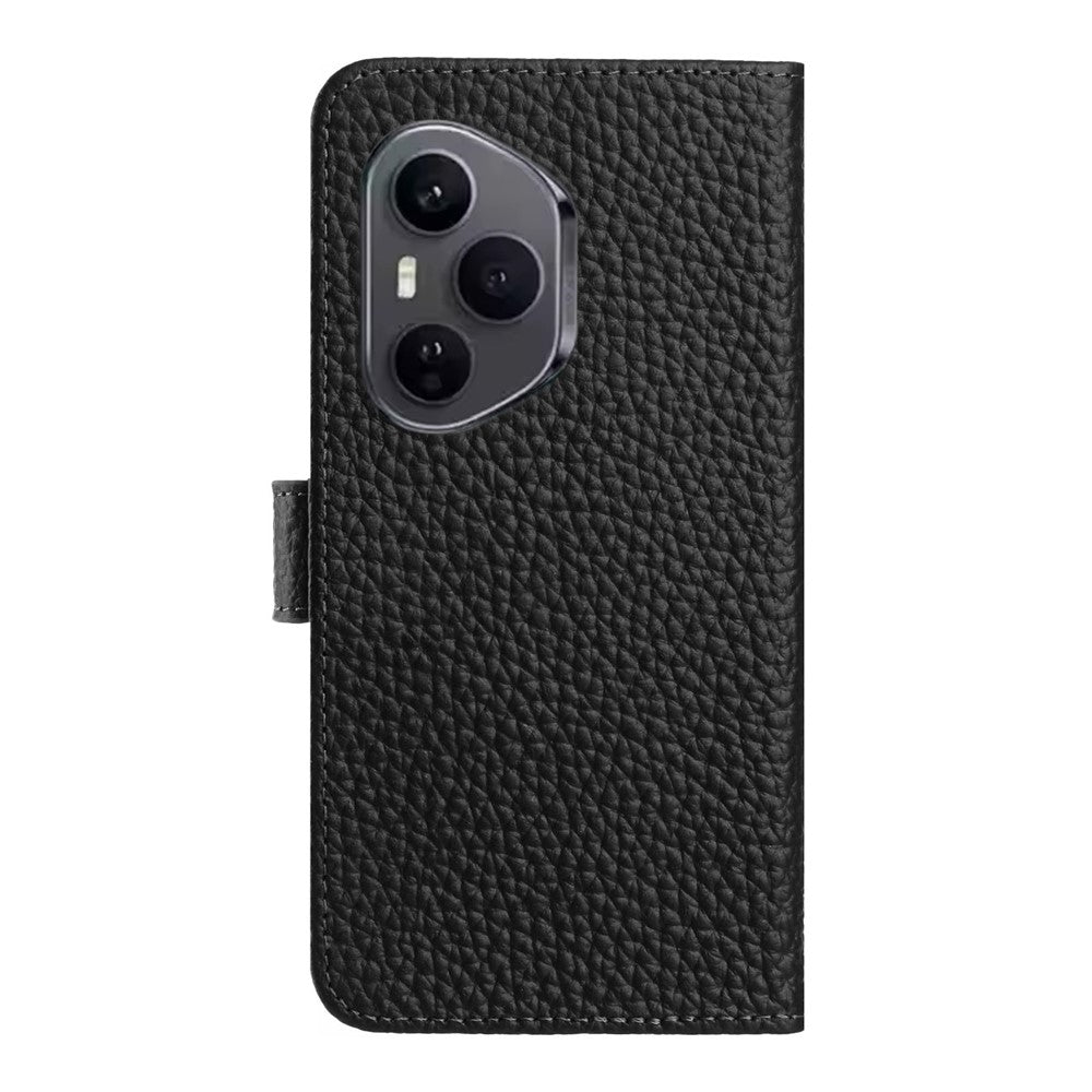 For Honor 400 Pro 5G (Global) Case Wallet Stand Litchi Texture Genuine Cow Leather Flip Phone Cover
