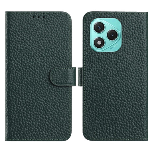 Honor 400 Lite 5G Wallet-Handyhülle – Standfunktion Litchi Textur Echtes Rindsleder Flip