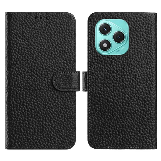 Honor 400 Lite 5G Wallet-Handyhülle – Standfunktion Litchi Textur Echtes Rindsleder Flip