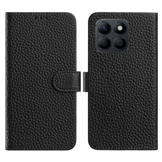 Honor X6a 4G / Honor X6b 4G Handyhülle – X6b 4G Brieftasche Ständer Litschi Textur Echtes Rindsleder Flip