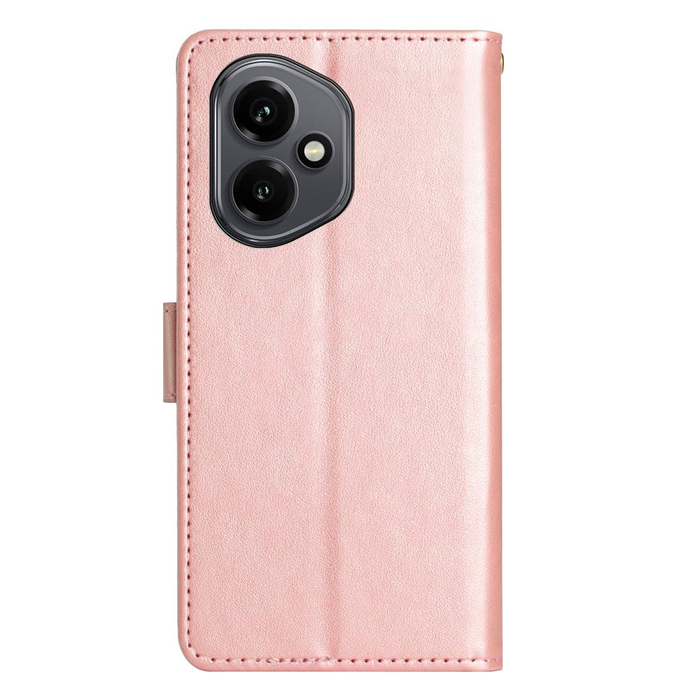 For Honor 400 5G (Global) Leather Wallet Case Butterfly Flower Imprinted Phone Cover with Strap