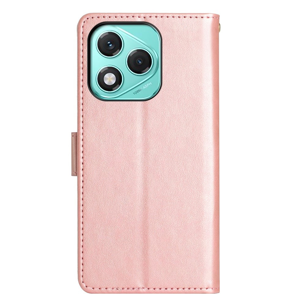 For Honor 400 Lite 5G Leather Wallet Case Butterfly Flower Imprinted Phone Cover with Strap