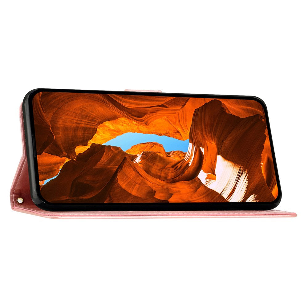 For Honor 400 Pro 5G (Global) Leather Wallet Case Butterfly Flower Imprinted Phone Cover with Strap