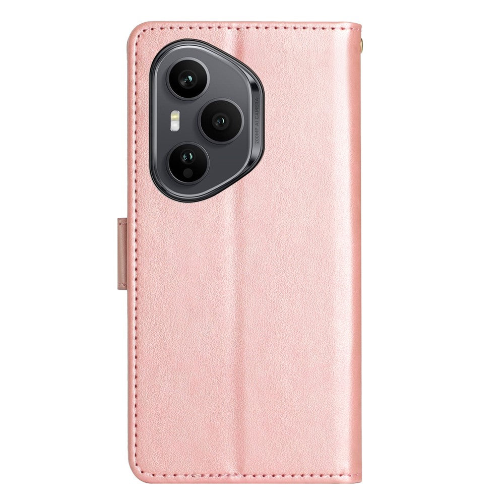 For Honor 400 Pro 5G (Global) Leather Wallet Case Butterfly Flower Imprinted Phone Cover with Strap