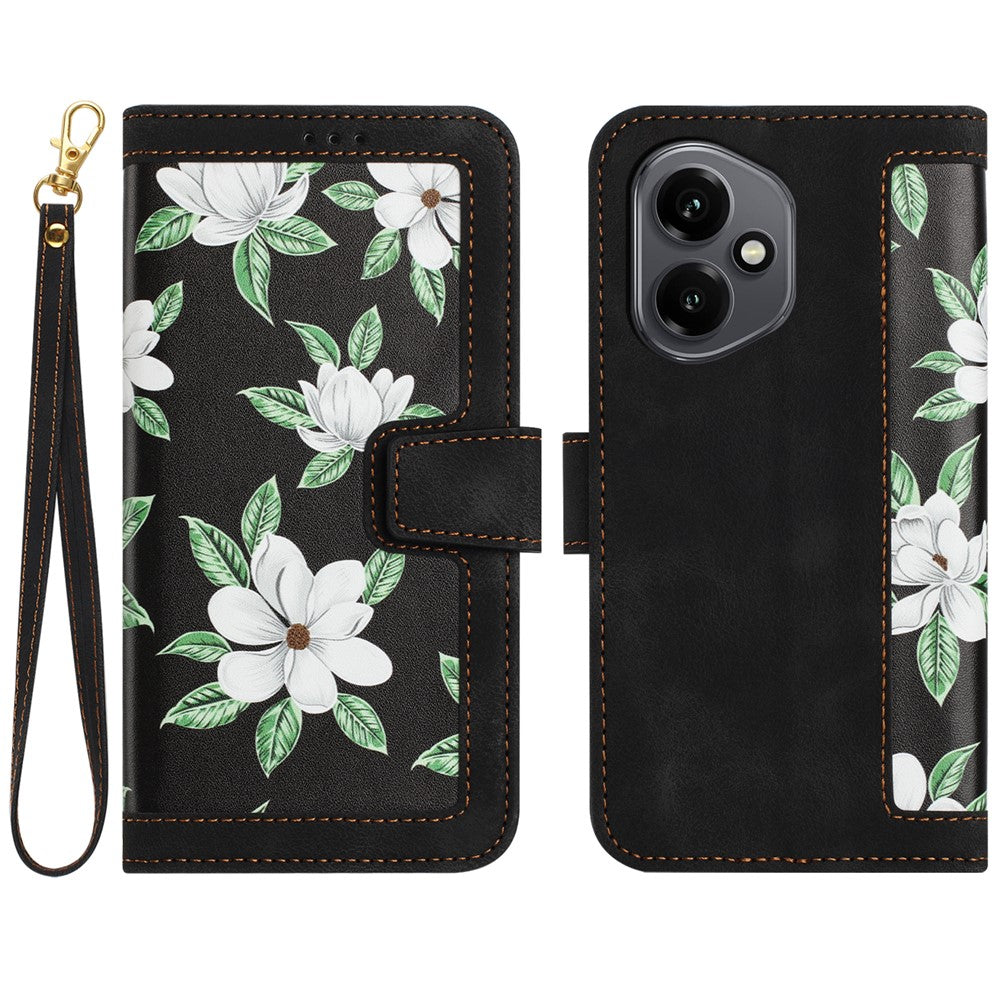 Honor 400 5G (Global) Wallet-Handyhülle – Aus PU-Leder, mit Blumenmuster & Kartenfächern