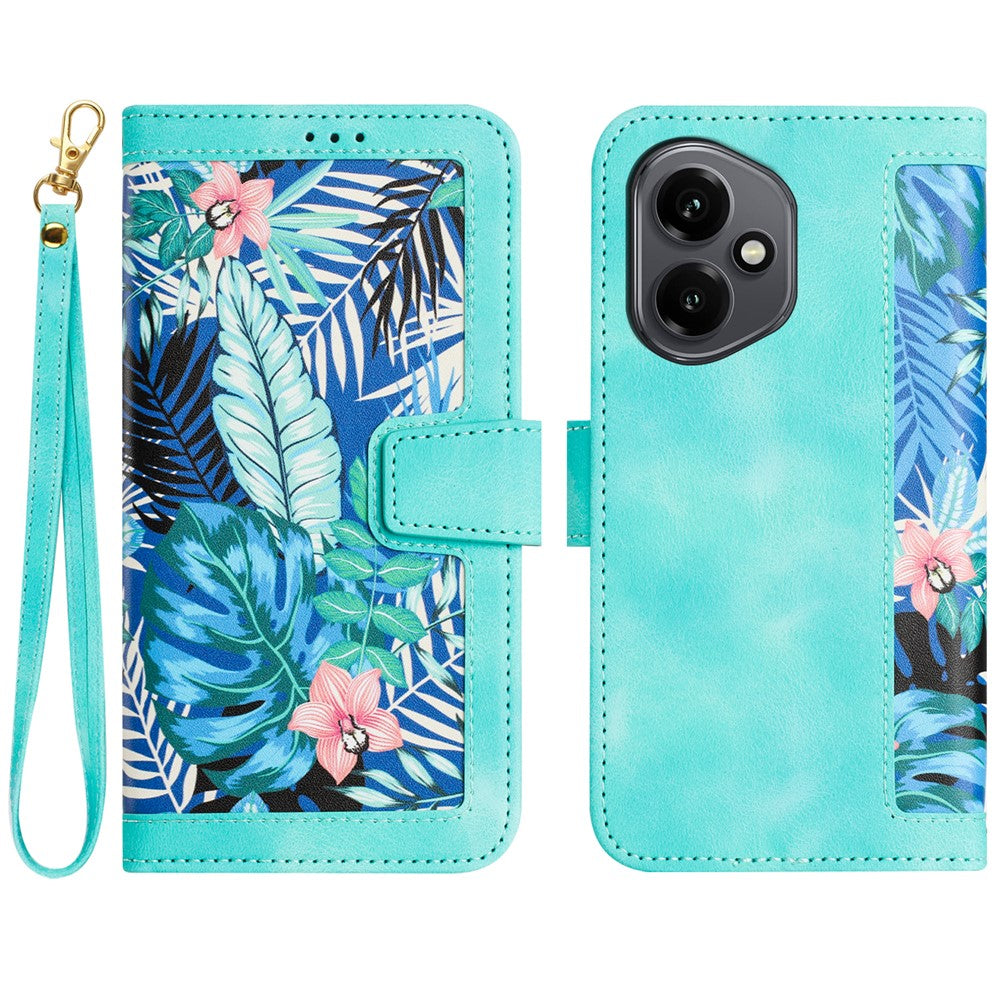 Honor 400 5G (Global) Wallet-Handyhülle – Aus PU-Leder, mit Blumenmuster & Kartenfächern