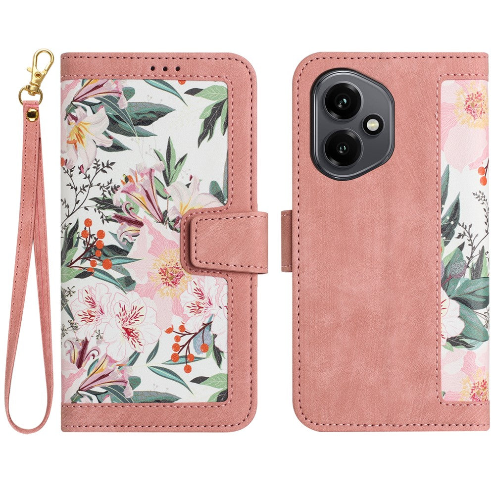 Honor 400 5G (Global) Wallet-Handyhülle – Aus PU-Leder, mit Blumenmuster & Kartenfächern