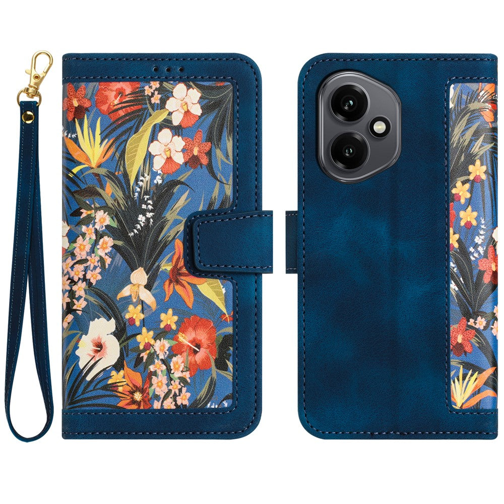 Honor 400 5G (Global) Wallet-Handyhülle – Aus PU-Leder, mit Blumenmuster & Kartenfächern