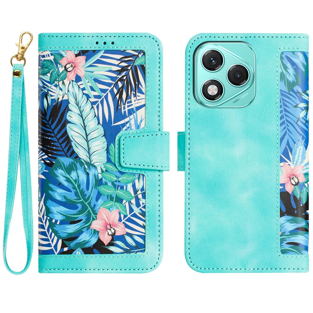 Honor 400 Lite 5G Wallet-Handyhülle – Aus PU-Leder, mit Blumenmuster & Kartenfächern