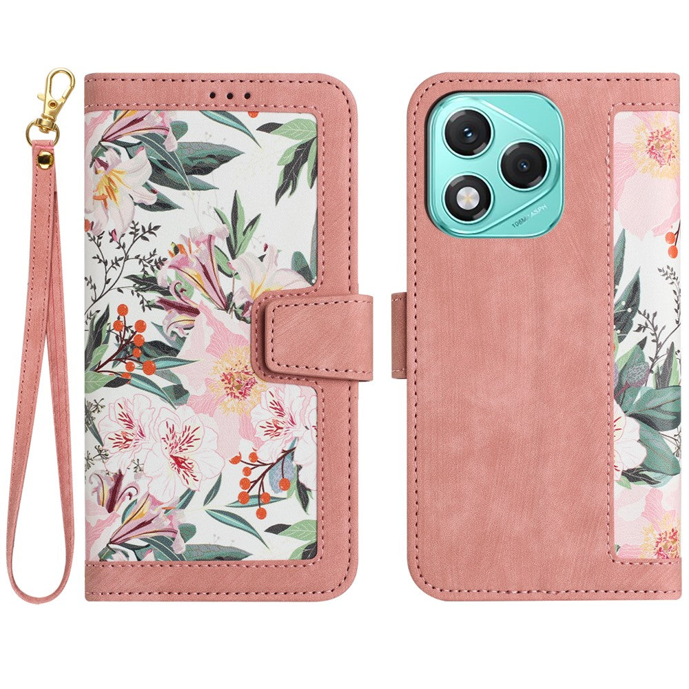 Honor 400 Lite 5G Wallet-Handyhülle – Aus PU-Leder, mit Blumenmuster & Kartenfächern