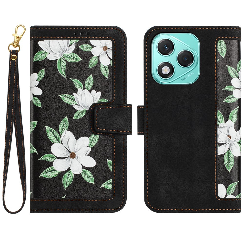 Honor 400 Lite 5G Wallet-Handyhülle – Aus PU-Leder, mit Blumenmuster & Kartenfächern