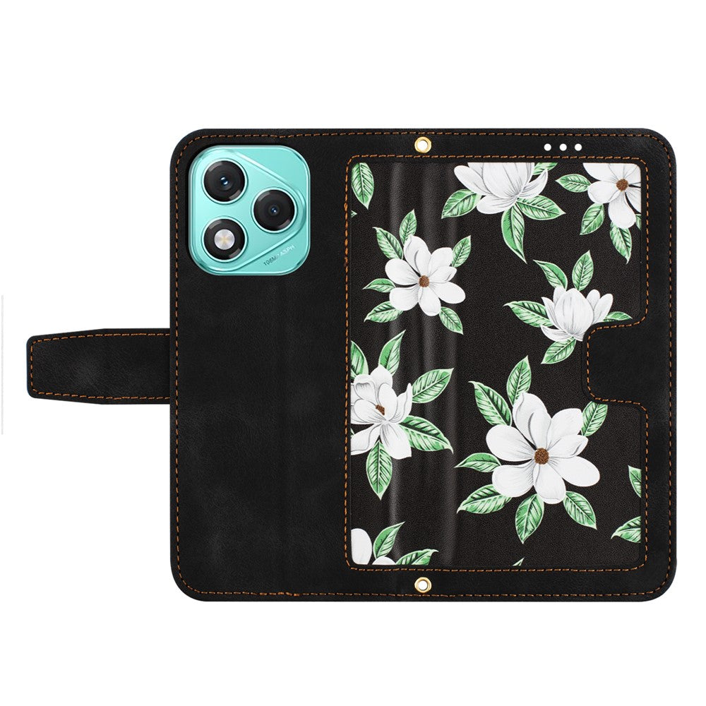 Honor 400 Lite 5G Wallet-Handyhülle – Aus PU-Leder, mit Blumenmuster & Kartenfächern