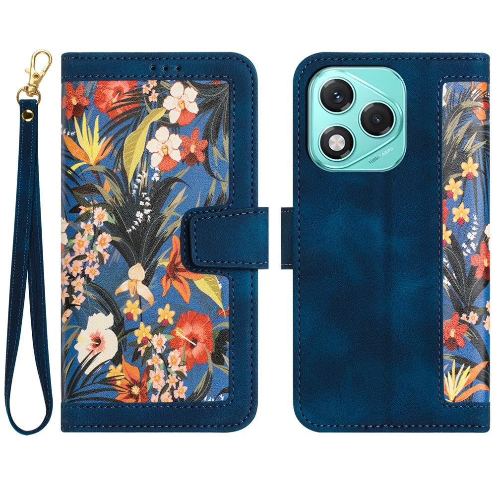 Honor 400 Lite 5G Wallet-Handyhülle – Aus PU-Leder, mit Blumenmuster & Kartenfächern