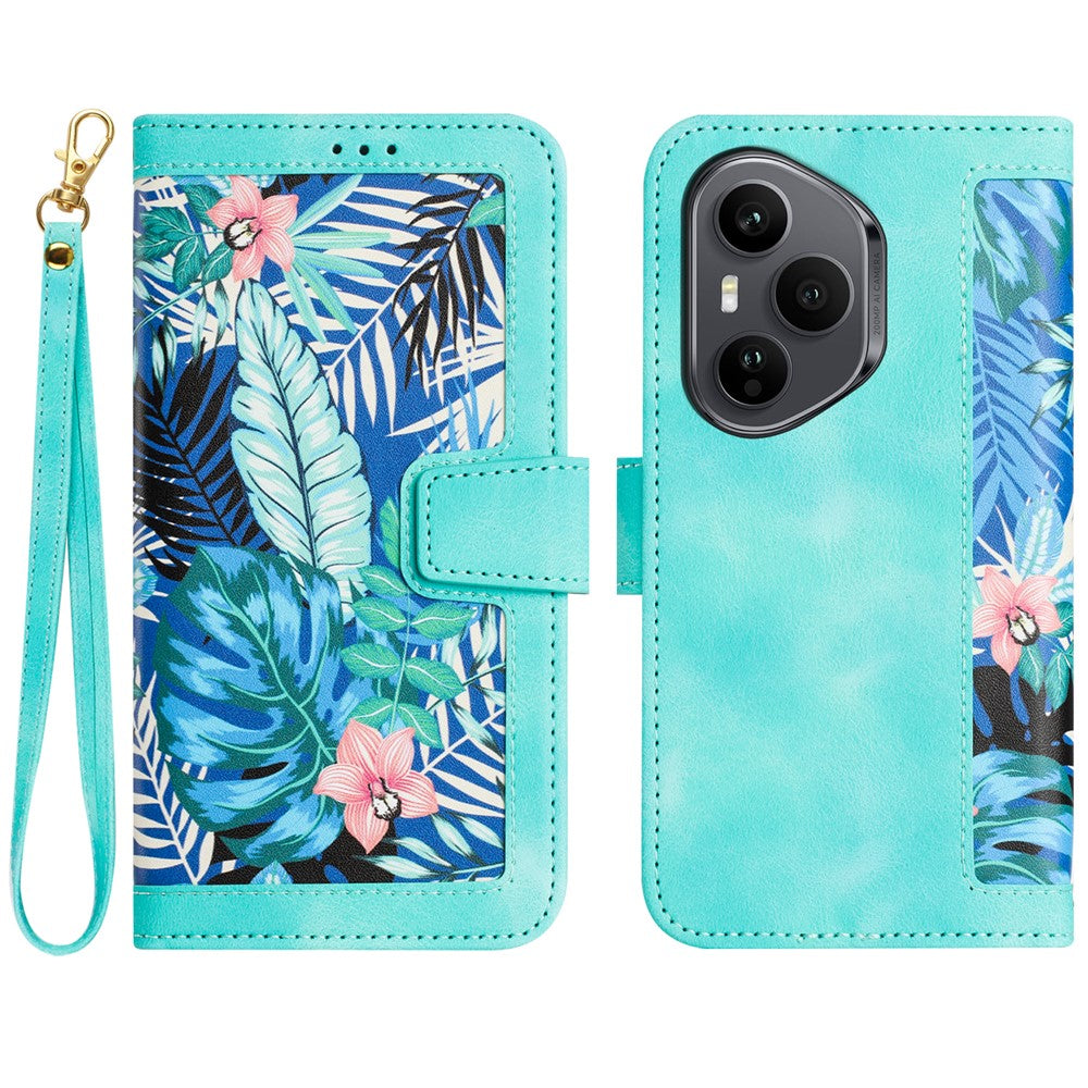 Honor 400 Pro 5G (Global) Wallet-Handyhülle – Aus PU-Leder, mit Blumenmuster & Kartenfächern