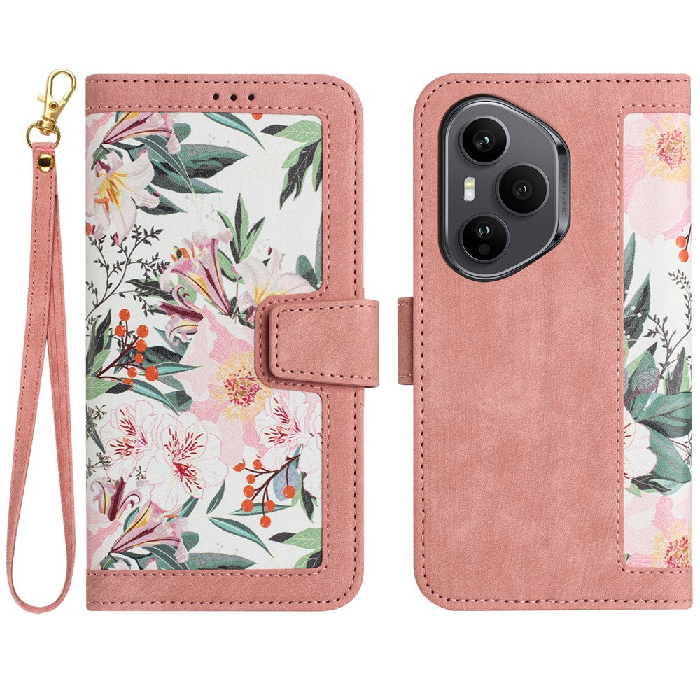 Honor 400 Pro 5G (Global) Wallet-Handyhülle – Aus PU-Leder, mit Blumenmuster & Kartenfächern