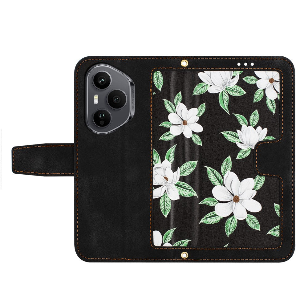 Honor 400 Pro 5G (Global) Wallet-Handyhülle – Aus PU-Leder, mit Blumenmuster & Kartenfächern