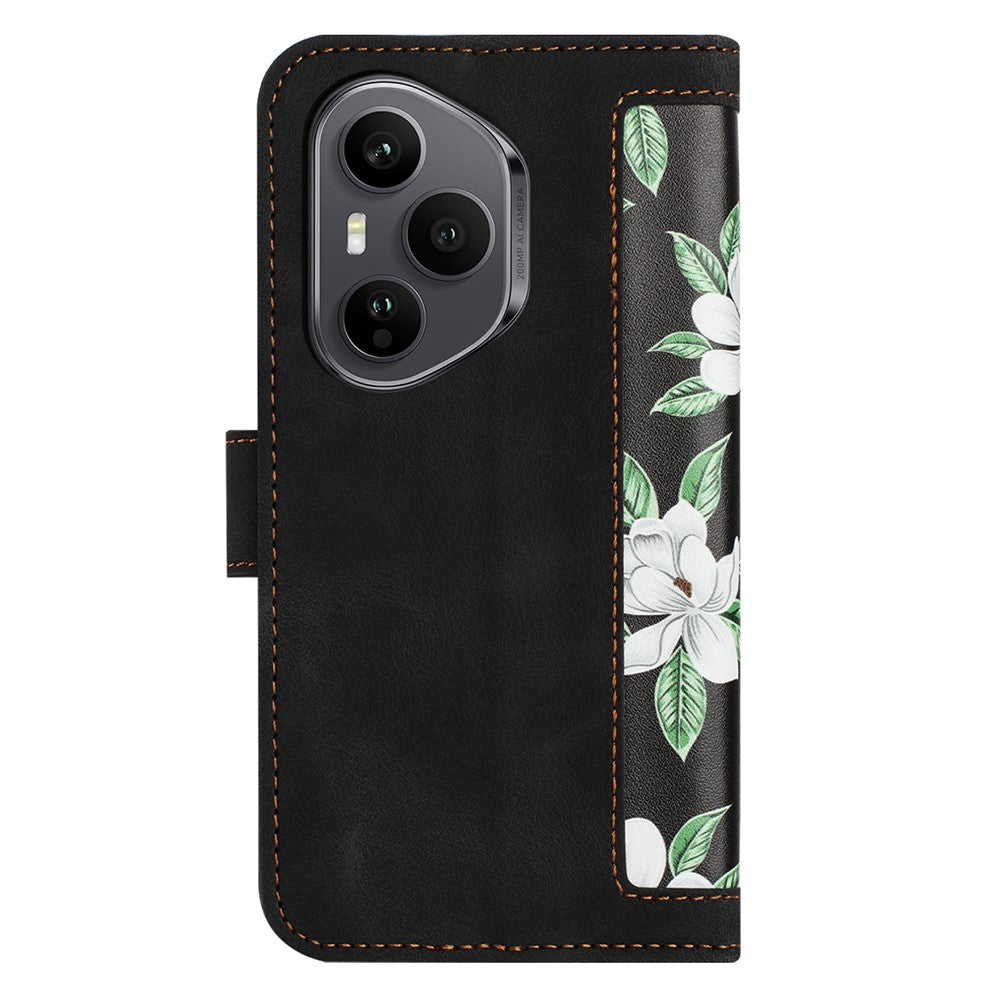 Honor 400 Pro 5G (Global) Wallet-Handyhülle – Aus PU-Leder, mit Blumenmuster & Kartenfächern