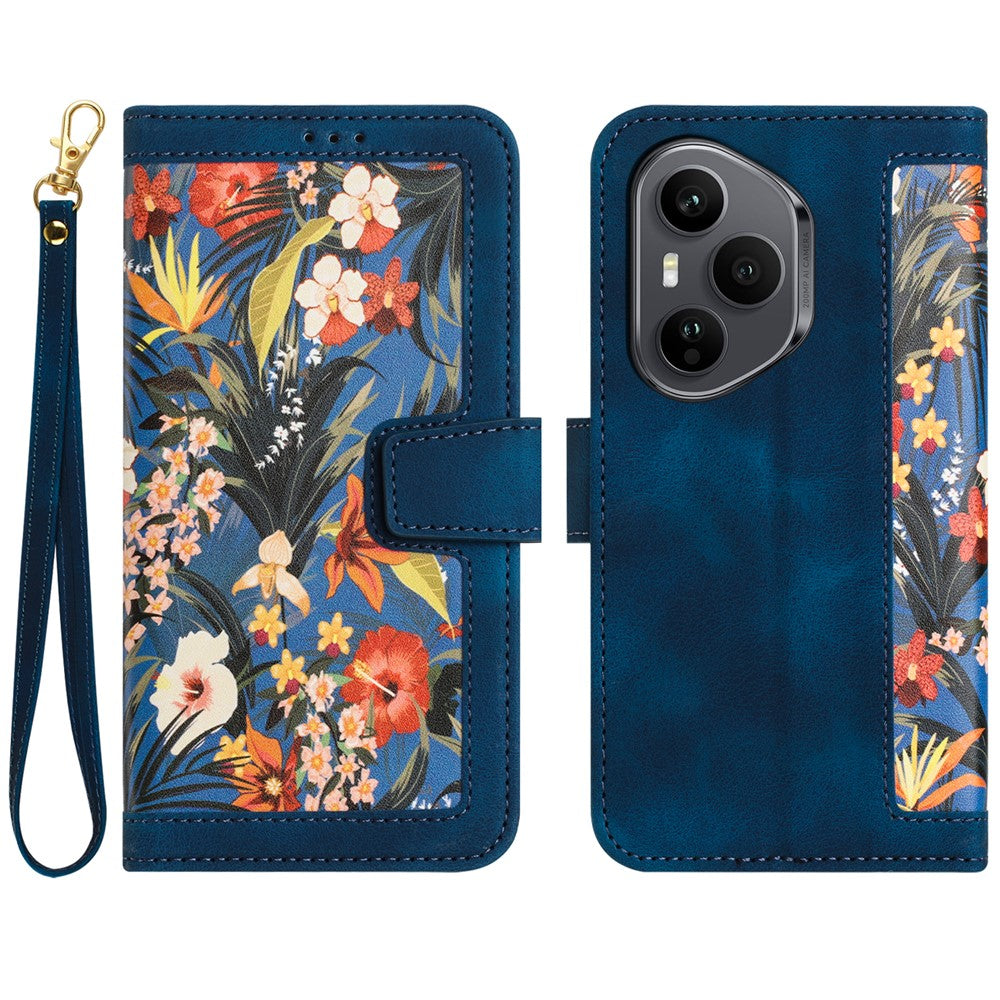 Honor 400 Pro 5G (Global) Wallet-Handyhülle – Aus PU-Leder, mit Blumenmuster & Kartenfächern