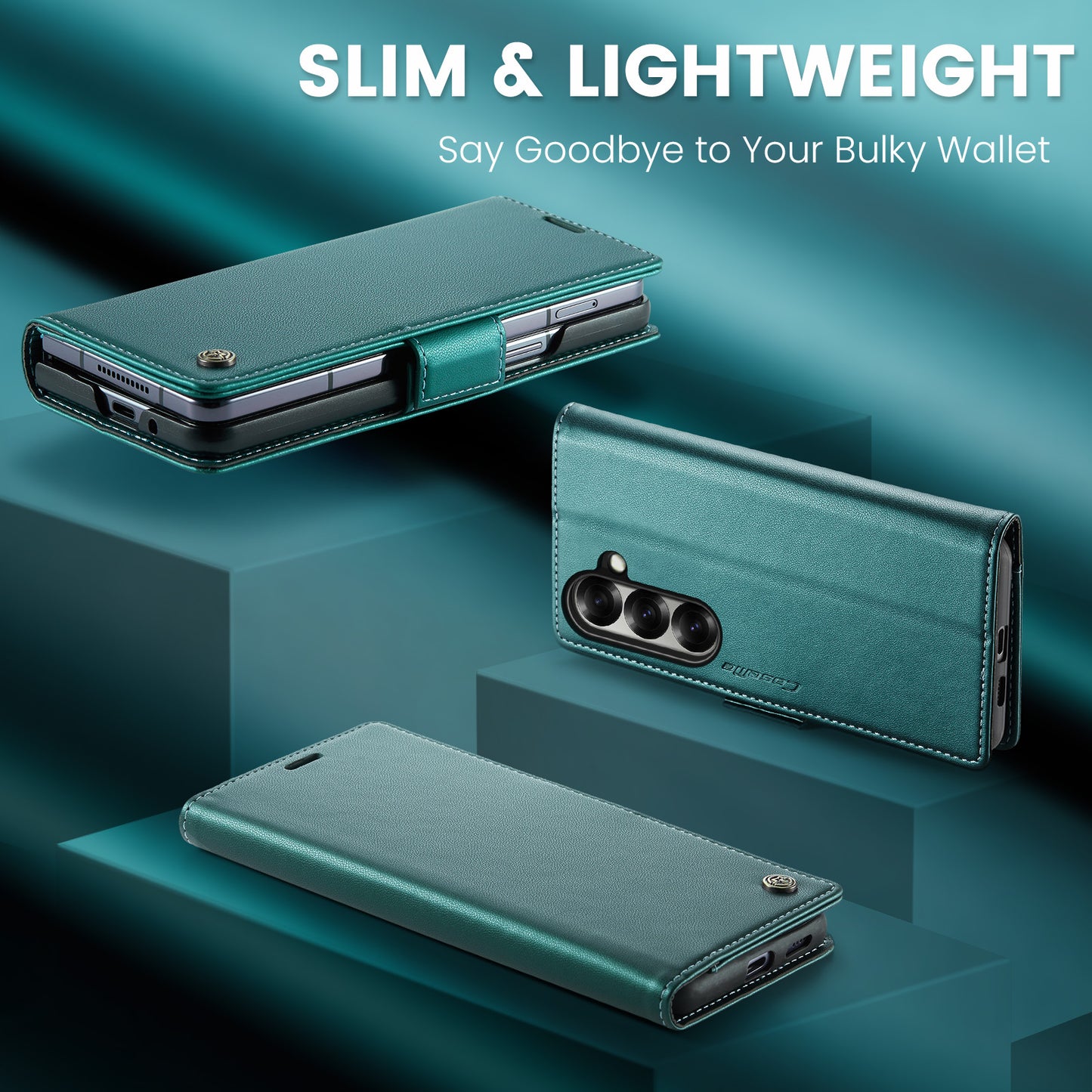 Galaxy Z Fold7 5G Glänzende Wallet-Hülle – RFID-Schutz & Ständer
