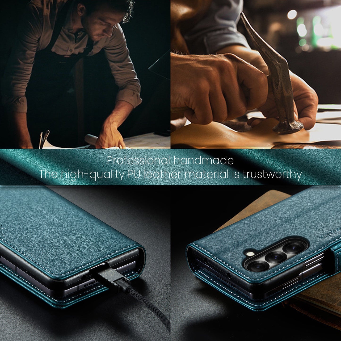 Galaxy Z Fold7 5G Glänzende Wallet-Hülle – RFID-Schutz & Ständer