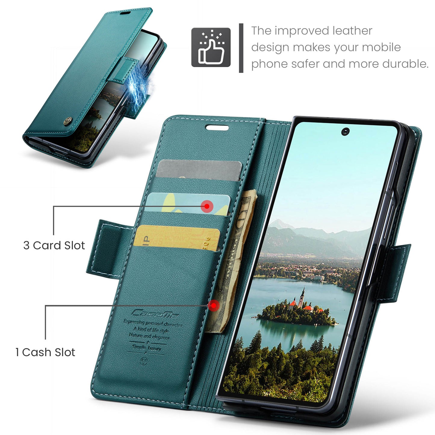 Galaxy Z Fold7 5G Glänzende Wallet-Hülle – RFID-Schutz & Ständer