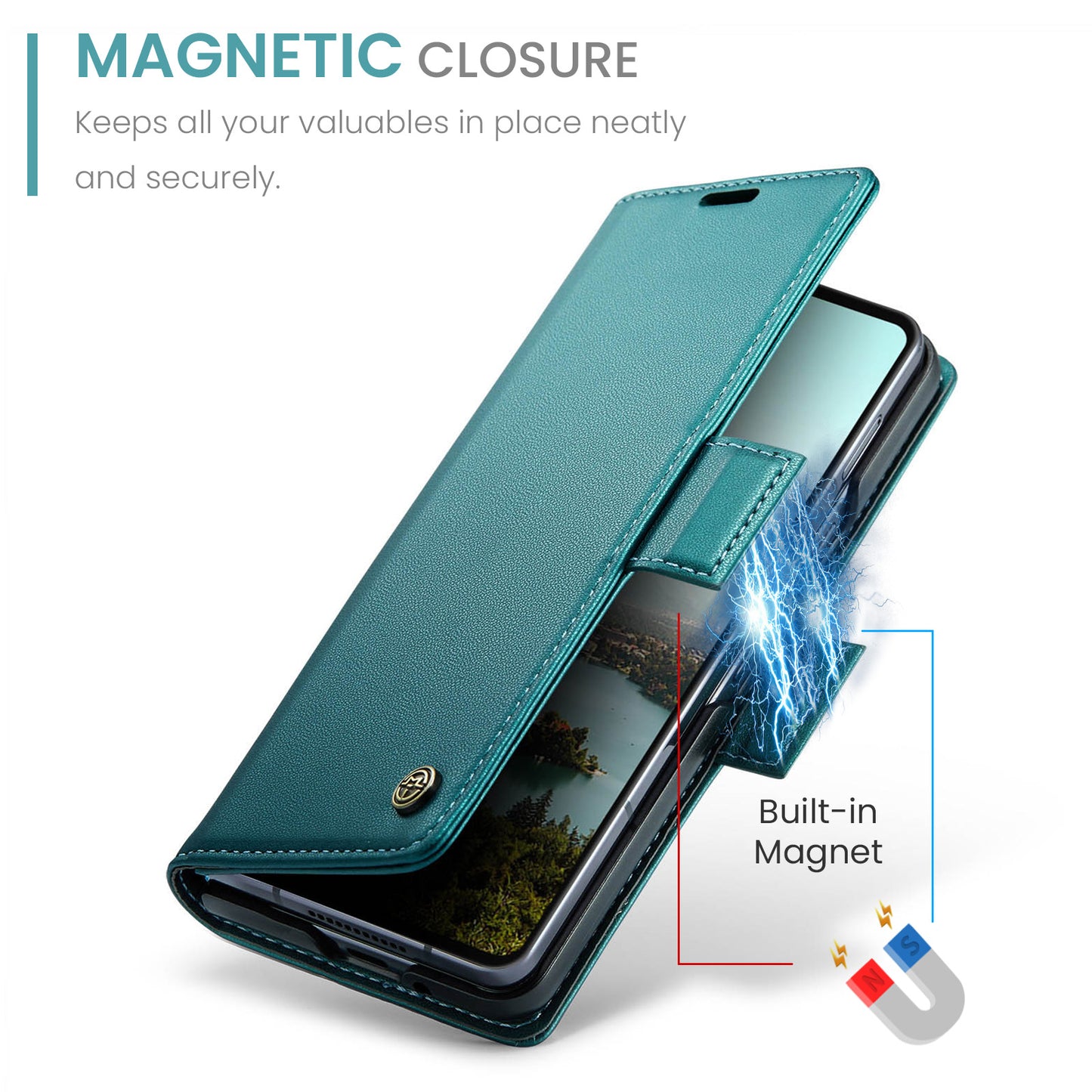 Galaxy Z Fold7 5G Glänzende Wallet-Hülle – RFID-Schutz & Ständer
