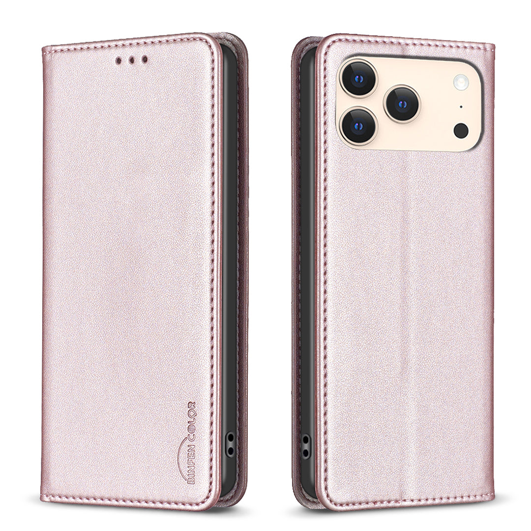 BINFEN COLOR For iPhone 18 Pro Max / 17 Pro Max Leather Case  BF18 Phone Stand Cover with Card Slots
