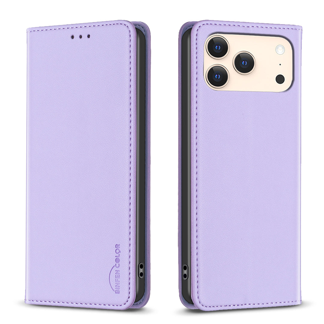 BINFEN COLOR For iPhone 18 Pro Max / 17 Pro Max Leather Case  BF18 Phone Stand Cover with Card Slots