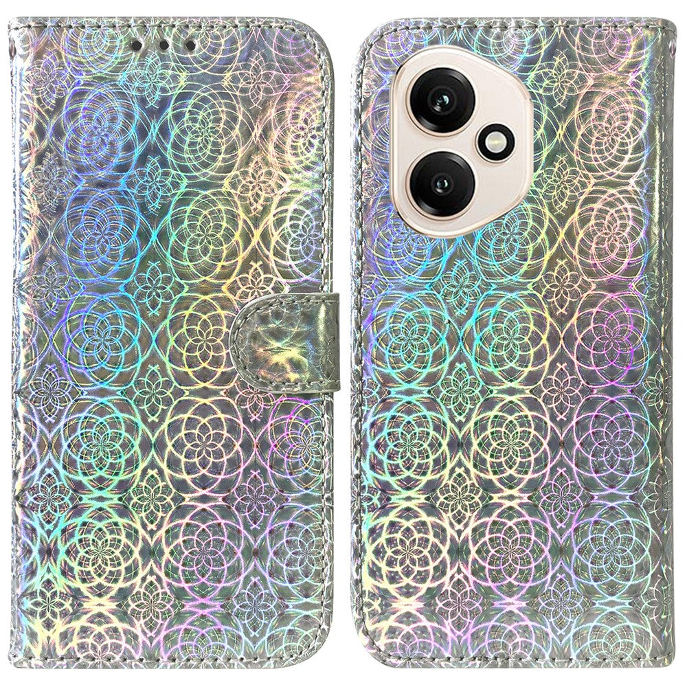 For Honor 400 5G (Global) Stand Case Dazzling Flower Leather Phone Cover with Wrist Strap
